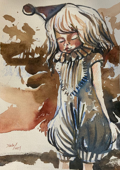 Klaun../ originální ilustrace Dlabal