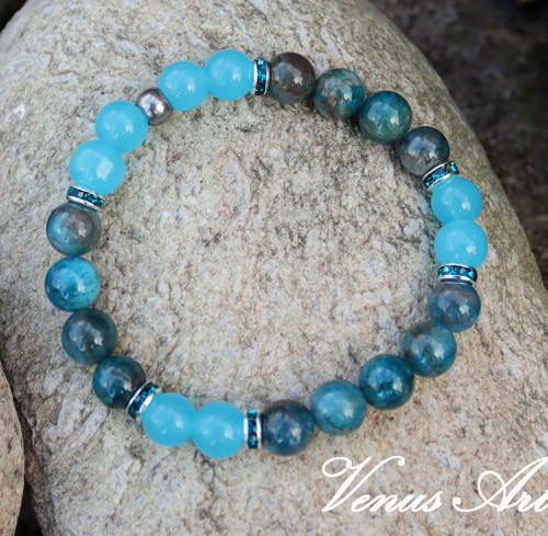 Náramek Apatit, Chalcedon Aqua
