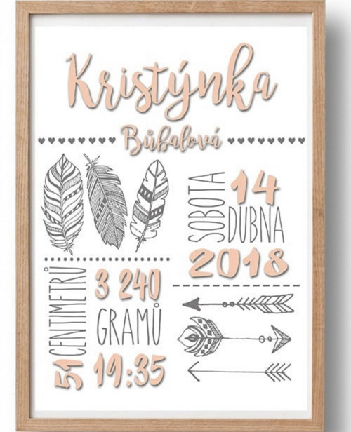 Plakát pro miminko - boho - pdf