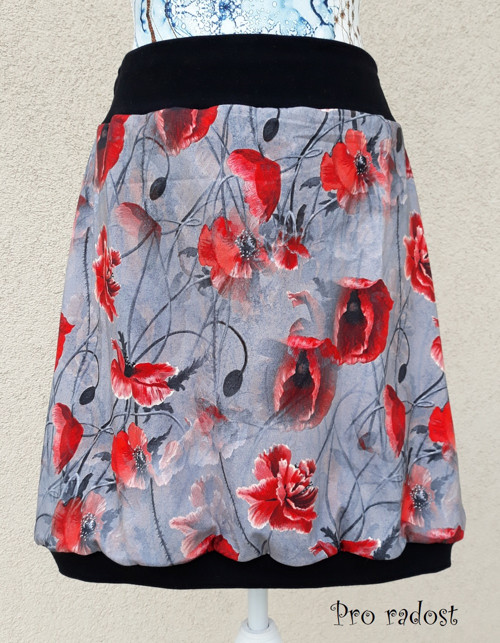 MÁKY NA ŠEDÉ délka cca 50cm vel.XS-2XL