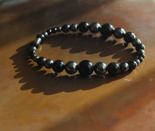 Náramek - duhový obsidián a hematit — foto 1