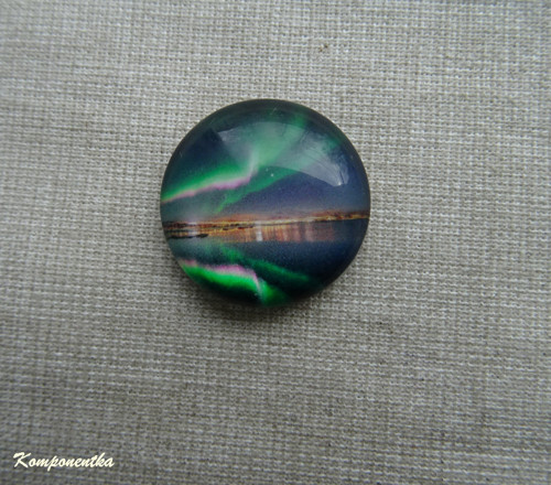 Skleněný kabošon polární záře 20mm 1kus