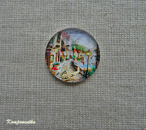 Skleněný kabošon jižní pobřeží 20mm 1kus