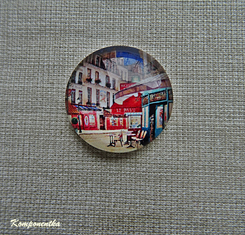 Skleněný kabošon jižní pobřeží 20mm 1kus