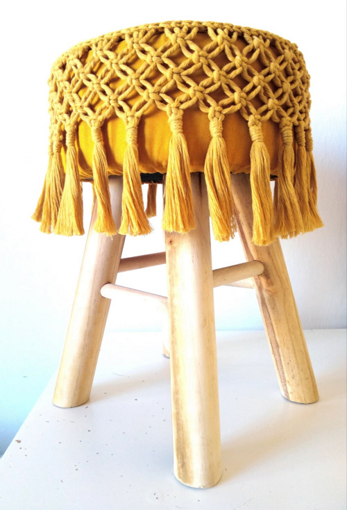 Macramé Stolička, hořčicová