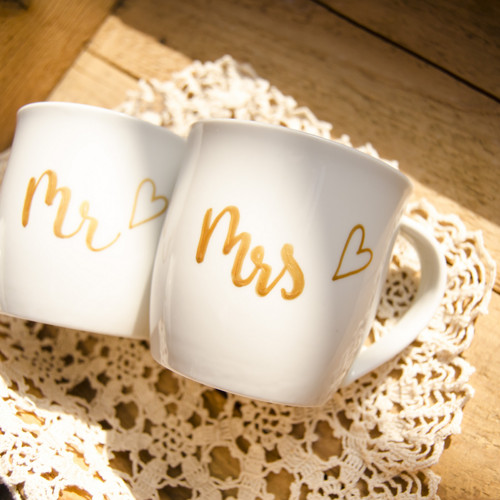 Párové hrnky - Mr & Mrs - Zlaté