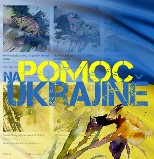 Pomoc Ukrajině / originální akvarel Dlabal