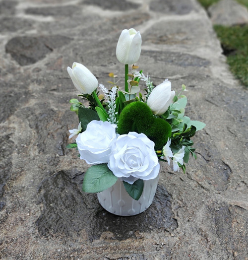 Květináč tulipánový se srdíčkem bílý