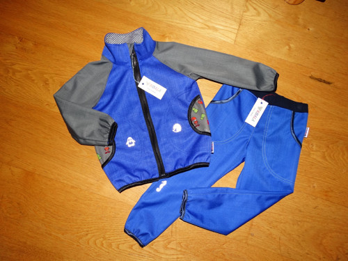 Softshell komplet MODRO/ŠEDÝ v.92/98 ihned !
