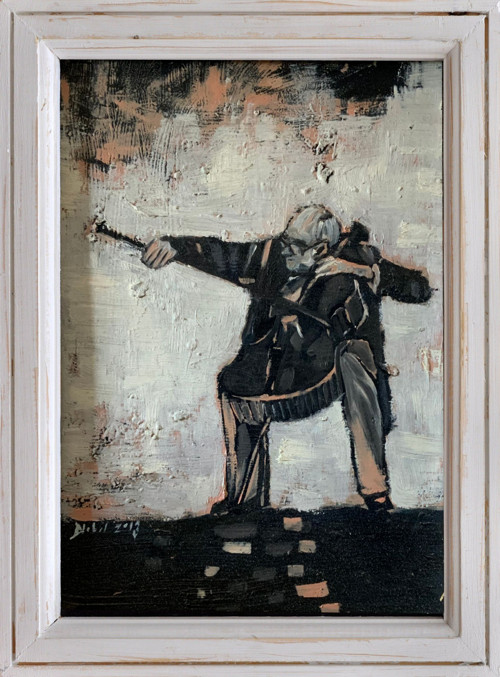 Violoncellista, Olej na desce / or. Pavel Dlabal