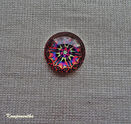 Skleněný kabošon s mandalou 14mm 1kus