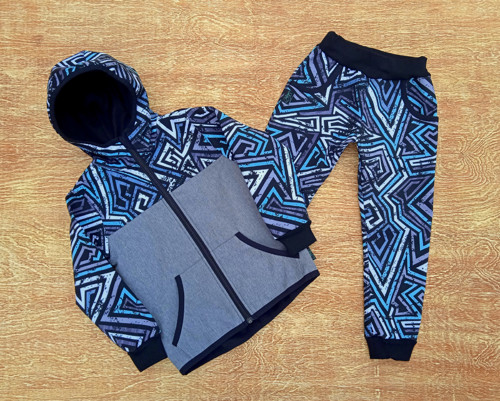 Dětský softshell. set-šedá žíh./grafiti