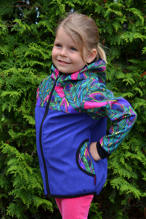 Dětská bunda - softshell -modrofialová/paví pera — foto 1