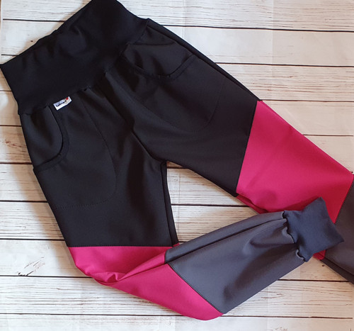 Dětské zimní softshellové kalhoty-kombinace barev