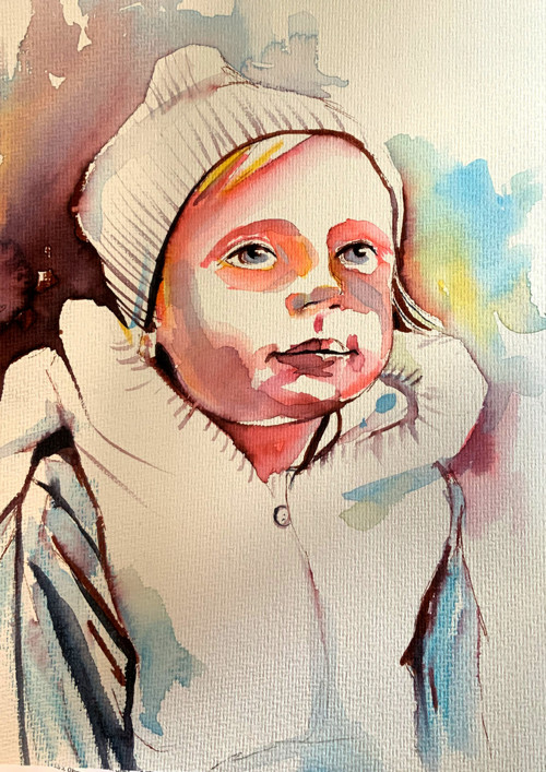 Portrét na objednávku, Akvarel A4/ or. Dlabal