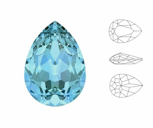 4ks Izabaro Crystal akvamarín Modrá 202 Hruška