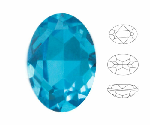 2ks Izabaro Crystal akvamarín Modrá 202 oválný
