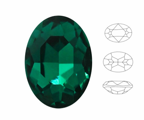 2ks Izabaro Crystal smaragdově zelená 205 oválný