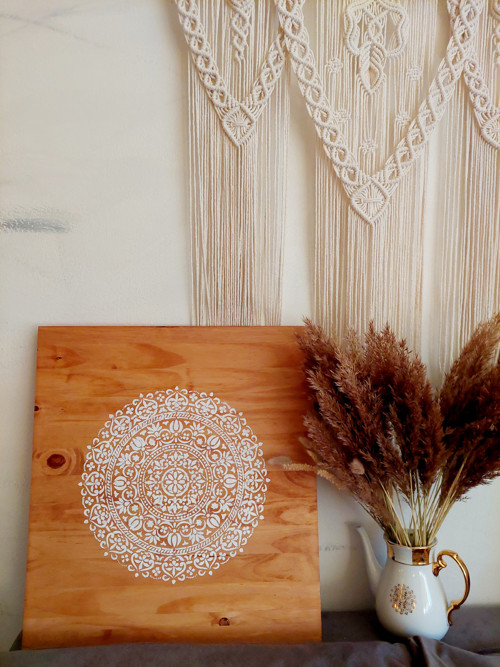 Mandala "ROZKVETLÁ" na dřevě