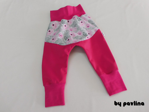 Jar.-podz. softshellové baggy3-Malinové + růžičky