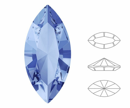 6ks Izabaro Crystal Sapphire Blue 206 Navette