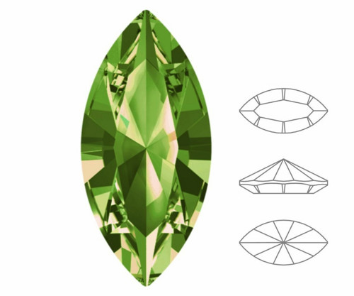 6ks Izabaro Crystal Olivine Green 228 Navette