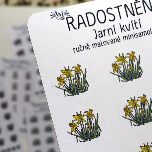 Ručně malované samolepky Jarní kvítí - Narcis