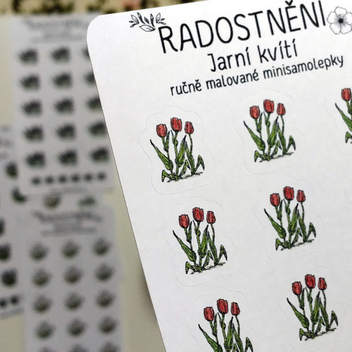 Ručně malované samolepky Jarní kvítí - Tulipán