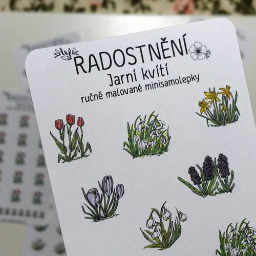 Ručně malované samolepky Jarní kvítí - Mix motivů