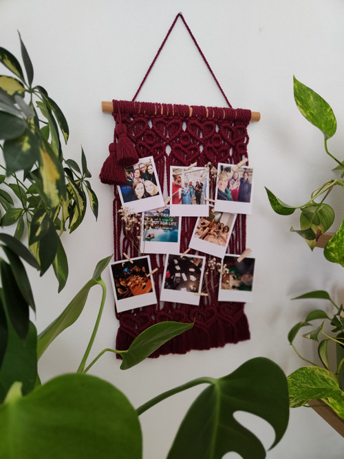 Macramé rámeček / nástěnka na fotky Tajná láska