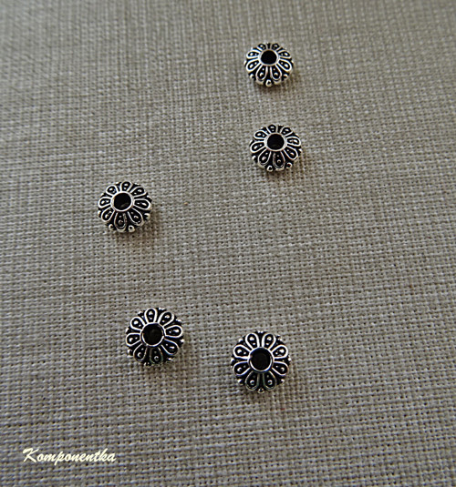 Korálek rondelka ozdobná 6x6x2mm 4kusy