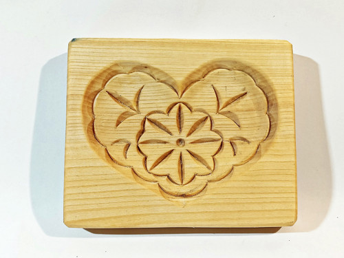 FORMIČKA na perník SRDCE květ (lípa) 12x10x2cm