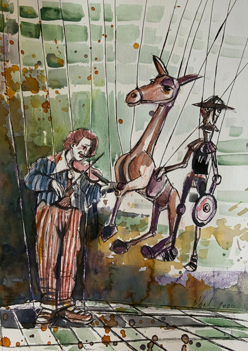 Ilustrace "Divadlo" / originální obraz Dlabal