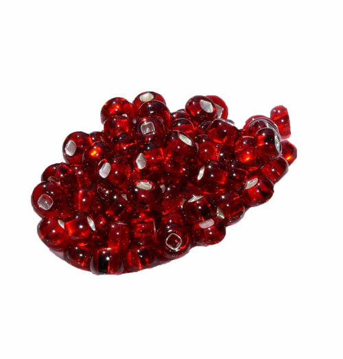 20g Silver Lined Clear Red Czech Glass Seed Beads
