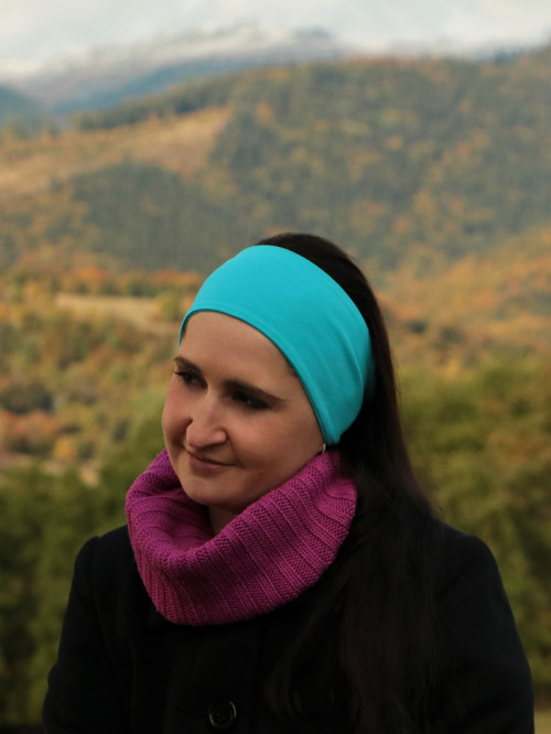Úpletová čelenka tyrkysová