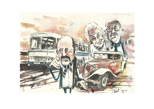 Nárožný, Stela, Brodský / karikatura Dlabal