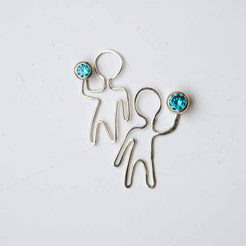 "Baterky", variabilní stříbrné náušnice /Ag 925