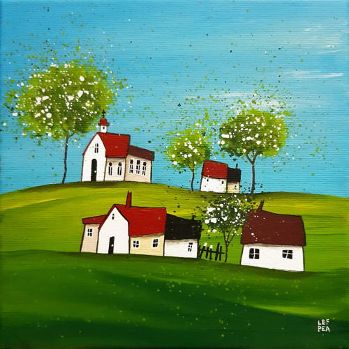 Jarní vesnička - 20x20cm — foto 1