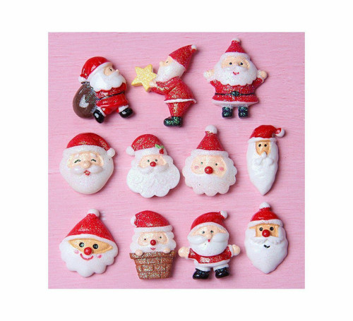 10ks Vánoční Santa Claus Mix pryskyřice Flatback