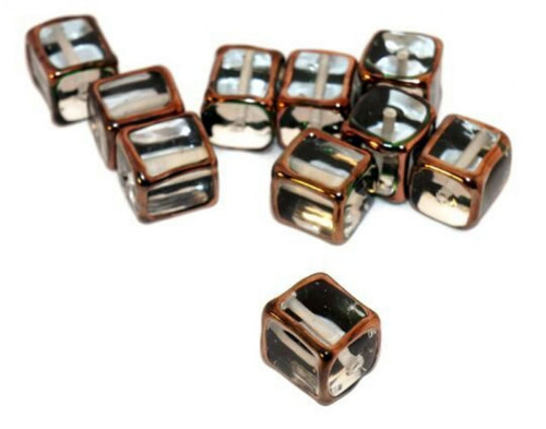 2pc transparentní bronz Lampwork ručně čtvercové