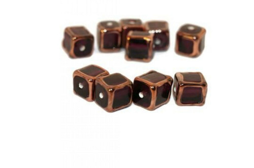2pc Tmavě Fialová Bronzová Lampwork ručně