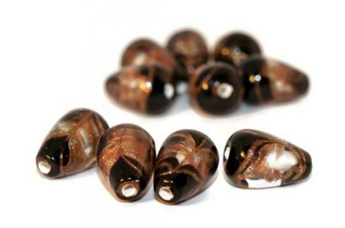 2pc Crystal měď černá Lampwork Czech Bohemian