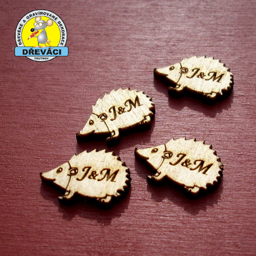 JEŽEČEK (vývazek) 2 cm s monogramem.. KV0253 E