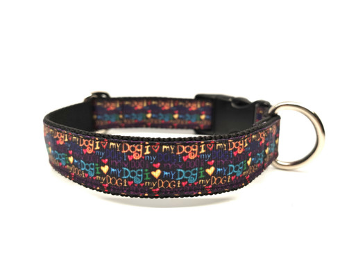 Obojek I LOVE MY DOG s plastovou sponou, vel. M
