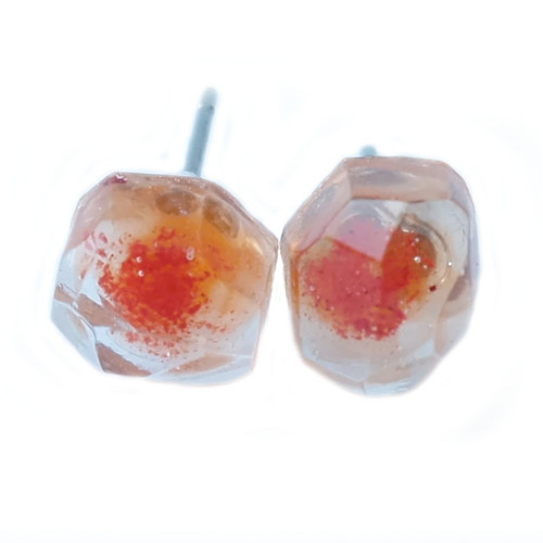 Náušnice "Resin" kamínky s červenými kuličkami