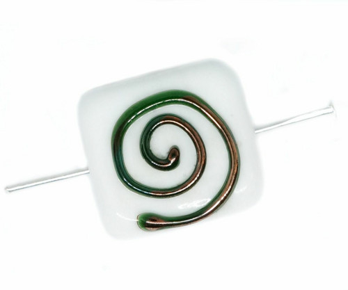 2pc neprůhledný bílý bronz spirála Lampwork Czech — foto 1