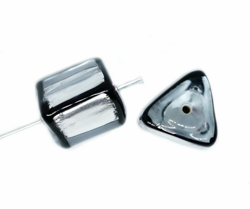 1pc 925 Sterling Silver Crystal Black Lampwork