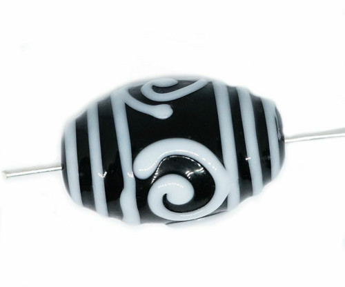 2pc neprůhledná Černá bílá Lampwork Czech