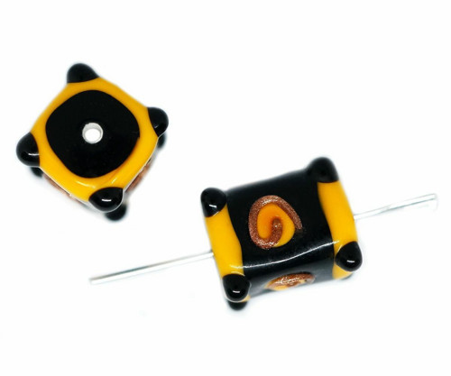 1pc neprůhledná Černá Žlutá Bronzová Lampwork