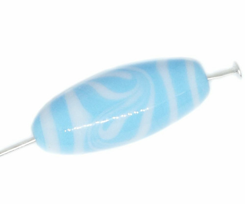 2pc neprůhledná Modrá bílá Lampwork Czech — foto 1
